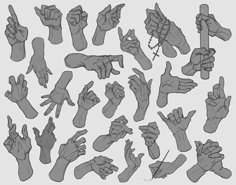 a bunch of hands that are in different positions