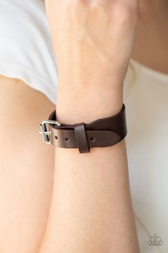 Gradually narrowing in width, a plain brown leather band buckles around the wrist for a rustic flair. Features an adjustable buckle closure. Sold as one individual bracelet. Paparazzi Fashion, Paparazzi Consultant, Brown Leather Bracelet, Brown Bracelet, Jewelry Catalog, Paparazzi Accessories, Paparazzi Jewelry, Chic Accessories, Leather Band