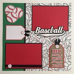 a baseball themed scrapbook cover with tags