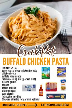 the recipe for crock pot buffalo chicken pasta