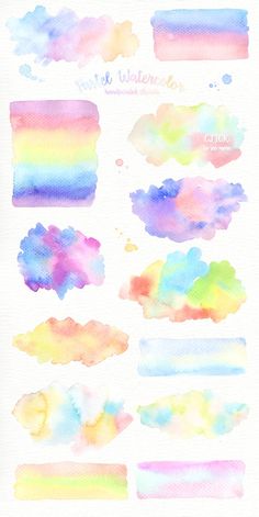 Pastel Watercolor Splashes Clipart Hand painted brush | Etsy Ide Jurnal, Painted Brush, Splash Images, Bright Pastels, Pastel Watercolor, Bullet Journal Doodles, Journal Doodles