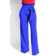 Royal Blue Ruffle Hem Straight Leg Casual Pants Belted Pants, Ruffle Hem, High Waisted Pants, Bottoms Pants, Casual Pants, Royal Blue, Georgia, Atlanta, Straight Leg