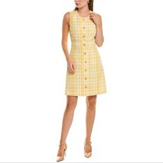 Reposhing This Item I Purchased From @Littlepet. Loved It, But Ready To Rotate For Something New. Questions? Leave A Comment Below! Yellow Plaid Dress, Tory Burch Outfits, Tory Burch Dress, Wardrobe Classic, Check Dress, Yellow Plaid, Fashion Design Clothes, Plaid Print, Plaid Dress