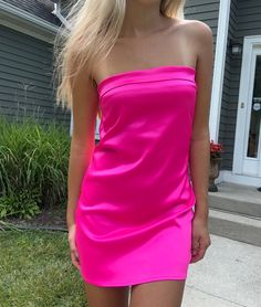 Pink Satin Dress Satin Open Back Dress, Pink Satin Dress, Satin Homecoming Dress, Open Back Dress, Open Back Dresses, Small Dress, Back Dress, Satin Dress, Homecoming Dress