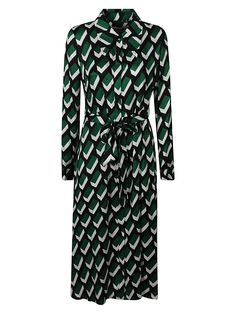 Gizelle Dress from Diane Von FurstenbergComposition: 60% Rayon, 40% Viscose Fendi Backpack, Self Portrait Dress, Italian Outfits, Jacquard Dress, Green Midi Dress, Signature Print, American Design, Yoga Wear, Good Brands