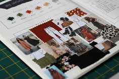 an open book with pictures of women's clothes and accessories on top of it