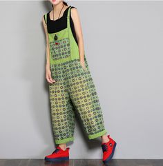 Floral Loose Handmade Denim Casual Spring Denim Overall Women Jumpsuits Overall Women, Spring Denim, Organic Colors, Pants Loose, Women Pants, Loose Style, Denim Cotton, Denim Details, Organic Cotton Fabric