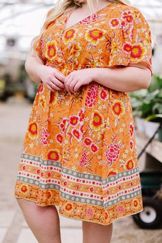 Orange Plus Size Floral Deep V Neck Mini Dress Mini Dress Plus Size, V Neck Mini Dress, Spaghetti Strap Maxi Dress, Butterfly Sleeve, Clothing Plus Size, Chambray Dress, Ruffled Sleeves, Mini Shift Dress, Plus Dresses