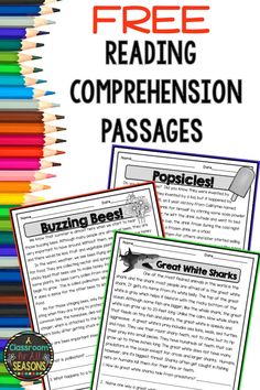 three reading worksheets with the text, free reading comprehension passagess