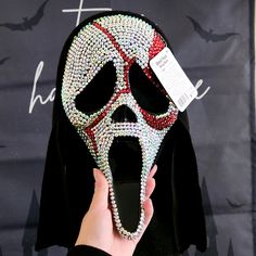 New! Rhinestone Ghost Face Mask Ghost Face Mask, Face Accessories, Ghost Face, Ghost Faces, Christmas List, Black Red, Face Mask, Ghost, Black And Red