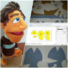 an image of cartoon character cut outs on the computer screen and then printed onto paper