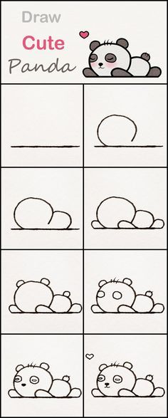 the instructions for how to draw a cute panda