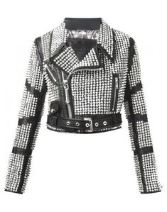 #STUDWORK #Handmade #Woman #Silver #Studded #Leather #Jacket #Leather #Steam #Punk #Studs #Biker #Leather #Spikesand #Studs #Belted Punk Studs, Punk Leather Jacket, Graffiti Clothing, Studded Leather Jacket, Studded Jacket, Luxury Wear, Real Leather Jacket, Jackets Women, Belted Jacket