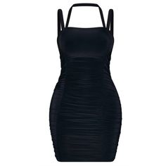 Pretty Little Thing Shape Black Ruched Front Strappy Bodycon Dress Size Us 8 Black Ruched Halter Neck Bodycon Dress, Black Bodycon Dress With Ruched Back For Evening, Black Ruched Backless Mini Dress, Black Stretch Ruched Mini Dress, Summer Black Ruched Bodycon Dress, Black Backless Mini Dress With Ruched Detail, Black Backless Ruched Mini Dress, Black Halter Neck Dress With Ruched Bodice, Black Mini Dress With Ruched Back For Summer