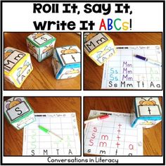 roll it, say it, write it abc's with pictures of cubes