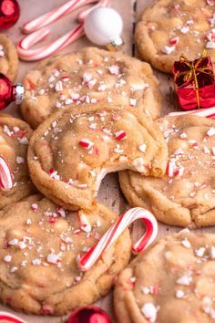 cookies with candy canes and candies on top