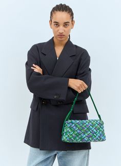 Kalimero Cha-Cha shoulder bag in foulard Intreccio weave in embossed and printed leather. Adjustable shoulder strap Top zip fastening Intreccio weave One main compartment Made in Italy 100% Leather Color: Green Code: 795646 V4BC1 8643 SKU: bov0257058blu Our Products Are 100% Genuine. In All Cases We Stand By The Authenticity Of Every Product Sold On Our Site. Modern Intrecciato Weave Shoulder Bag For Work, Intrecciato Weave Crossbody Bag For Office, Green Designer Shoulder Bag, Office Intrecciato Weave Crossbody Bag, Office Shoulder Bag With Intrecciato Weave And Double Handle, Office Shoulder Bag With Double Handle And Intrecciato Weave, Intrecciato Weave Crossbody Shoulder Bag For Office, Modern Woven Leather Shoulder Bag For Work, Office Crossbody Bag With Braided Handles