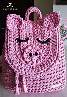 DESCRIPTION. This extraordinary pink hand crochet backpack is for little ladies or crazy pig lovers :) The shape of cute sleepy piglet with small ears and blunt nose is just adorable... This funny backpack attracts attention and makes feel extraordinary and fashionable as well. SIZE. Bottom ~30 x 10 cm, height ~32 cm, handles ~55 cm* length (stretching ~5 cm). *handle length can be different, according to customer's request. COLOR. Pink (but you can choose another color as well). MATERIAL. Polye Cute Handmade Yarn Crafts, Handmade Cute Yarn Crafts, Handmade Pink Bags For School, Casual Pink Backpack For Gift, Pink Casual Backpack For Gift, Handmade Pink School Bags, Pink Casual Backpack For Gifts, Pink Crochet Knitted Bag For Everyday Use, Pink Crochet Bag For Daily Use