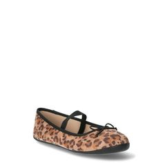 Let her step out in style with our Wonder Nation Big and Little Girls Ballet with Bow Shoe in a fabulous leopard print. Let her express her style in these ballet flats that offer a blend of fashion and comfort. The fabric upper and charming bow add a playful touch to any ensemble. Sold exclusively at Walmart! Size: 4.  Color: Brown.  Gender: female.  Age Group: kids. Toddler Girl Ballet, Leopard Mary Janes, Girls Ballet Flats, Wedding Ballet Flats, Leopard Print Ballet Flats, Leopard Print Closed Toe Heels With 4-inch Heel, White Dress Shoes, Leopard Print Leather Heels With 4-inch Heel, Leopard Boots 9.5