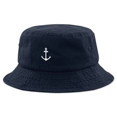 Mini Anchor Bucket Hat Life is bettah on the water. This wicked awesome "Bucket Hat" is perfect for any lake or ocean lovah. Whether you're hanging out on the beach or casting a line off the dock, this hat is a "reel" catch. Anchor down, protect your head and look good too with this classic. Features a custom embroidery patch on the front of a relaxed bio-washed bucket hat that's worn to to fit just about every Chowdahead out there. Grab yours today! Available in Navy & Khaki Outdoor Bucket Hat For Beach Season, Outdoor Beach Season Bucket Hat, Navy Bucket Hat With Curved Brim For Beach, Navy Bucket Hat For Beach In Summer, Navy Bucket Hats For Outdoor, Navy Bucket Hat For Outdoor, Navy Bucket Hat For Summer Beach, Navy Casual Bucket Hat For Beach, Navy Curved Brim Bucket Hat For Beach