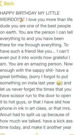 the letter to someone on her birthday is shown in an instagramtion message that reads,'happy birthday my little weirdie i love you are the best people