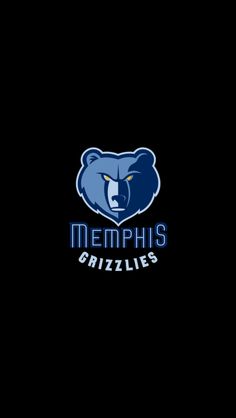 the memphis grizzles logo is shown on a black background with blue lettering