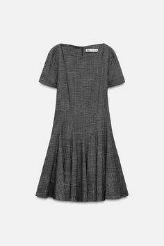 FULL SKIRT MINI DRESS ZW COLLECTION - Gray marl | ZARA United States Short Flared Dress, 2024 Wishlist, Boat Neck Dress, Dress With Short Sleeves, Flared Dress, Cardigan Sweater Dress, Skirt Mini, Knitwear Dress, Leather Shirt