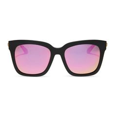 Bella Square Sunglasses | Matte Black & Pink Mirrored Sunglasses | DIFF Eyewear Bella Square, Best Sunglasses, Rose Gold Brown, Polarized Aviator Sunglasses, Gold Aviator Sunglasses, Black Cat Eye Sunglasses, Clubmaster Sunglasses, Diff Eyewear, Grey Sunglasses