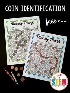 coin identification worksheet with free printables to help kids learn money and counting