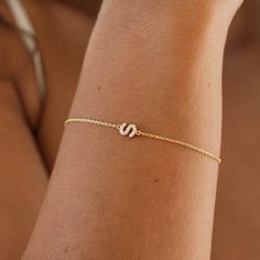 Custom Pavé Initial Bracelet Personalized Letter Bracelet - Etsy Initial Bracelet Silver, Stainless Bracelet, Letter Bracelet, Personalized Letters, Bridesmaid Bracelet, Initial Bracelet, Custom Initials, Rose Gold Jewelry, Recycled Sterling Silver