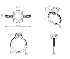 Life Size Diamond Chart, Sketch Jewelry, Gold Moissanite Engagement Ring