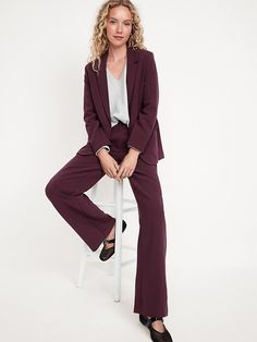 Taylor Relaxed Suit Blazer | Old Navy Solid Single-breasted Career Blazer, Classic Long-sleeved Burgundy Blazer, Purple Single-breasted Long Sleeve Blazer, Classic Navy Single-breasted Blazer, Purple Single-breasted Long-sleeved Blazer, Burgundy Blazer, Capsule Wardrobe Outfits, Jack Black, Notched Collar