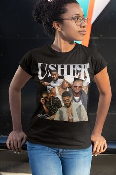 The amount of timeless bops that Usher has released goes without saying. Rep your favorite music artist with this amazing t-shirt! Usher Raymond, Usher Gifts, Music Tees, Music Artist, Funny Graphic Tees, Concert Tshirts, Music Concert