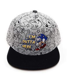 Wear your love of the Blue Blur with this adjustable baseball cap! Sonic the Hedgehog is the fastest thing alive! Along with his friends, Sonic speeds around the planet to battle injustice and defeat his arch nemesis, the evil Dr. Robotnik. Officially licensed. Sonic Hat, Sonic Design, Sonic The Hedgehog 4, Dr Robotnik, Arch Nemesis, Grey Hat, Costume Hats, The Hedgehog, Snapback Cap