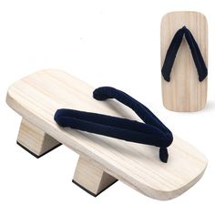 Color: White Wood Navy Blue, Size: 27CM Japanese Slippers, Geta Sandals, Slippers For Men, Wooden Sandals, High Heel Slippers, Heel Slippers, Beach Sandals, White Wood, Japanese Traditional