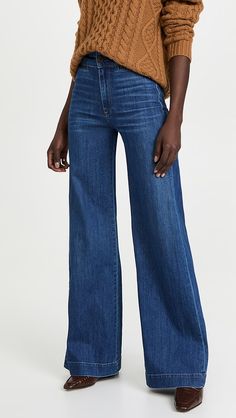 ASKK NY Brighton Wide Leg Jeans | Shopbop Chic Mid-rise Jeans With Zip Fly, Chic Fitted Jeans With Zip Fly, Chic Zip Fly Jeans For Fall, Chic Denim Bottoms With Zip Fly, Fall Jeans With Zip Fly, Medium Wash Pants With Zip Fly For Fall, Dark Wash Jeans With Zip Fly For Work, Workwear Denim Jeans With Zip Fly, Workwear Jeans With Zip Fly