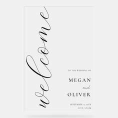 Minimal Elegant Calligraphy Script Wedding Welcome Acrylic Sign