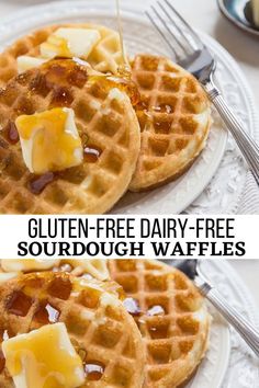 gluten - free dairy - free sourdough waffles on a white plate