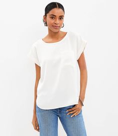 760595 Hip Style, Easy Shape, Whisper White, Color Crush, Blouse Tops, Woven Design, Pocket Tshirt, Wear To Work, Pocket Tee