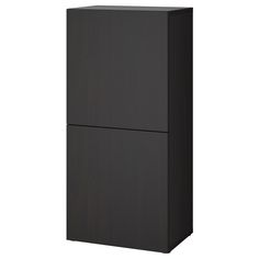 a tall black cabinet with two doors