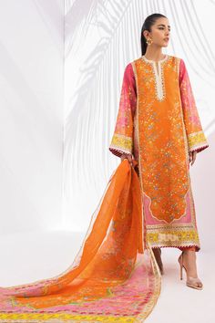 Mira (B) – Sania Maskatiya International Orange Chanderi Palazzo Set With Gota Work, Orange Resham Embroidered Palazzo Set For Festivals, Orange Chanderi Palazzo Set For Festivals, Festive Orange Palazzo Set With Sheer Dupatta, Orange Palazzo Set With Dupatta For Festivals, Designer Orange Salwar Kameez With Gota Work, Orange Palazzo Set With Gota Work For Eid, Orange Bollywood Palazzo Set With Dupatta, Orange Palazzo Set With Dabka Work And Straight Kurta