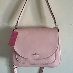 Pink “Pebbled Leather” Kate Spade Bag In Perfect Condition Detachable Crossbody Strap New With Tags Kate Spade Leather Satchel For On-the-go, Kate Spade Soft Leather Bag For Errands, Pebbled Leather Crossbody Bag With Detachable Strap, Leather Crossbody Flap Bag For Errands, Leather Flap Bag With Detachable Strap For Errands, Kate Spade Bag With Textured Leather And Double Handle, Kate Spade Double Handle Textured Leather Bag, Pink Satchel Saddle Bag With Detachable Strap, Kate Spade Bags With Detachable Strap For Errands