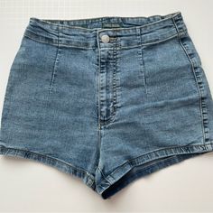 Size: 4 (Can Fit Size 2 As I Am Usually A Size 2 In Bottoms And These Fit Me Just Fine) Has No Front Pockets, Only Back Never Worn Without Tags High Waist Denim Blue Summer Bottoms, Summer High Waist Denim Blue Bottoms, Blue Denim Bottoms With Short Inseam, Blue Denim Jean Shorts With Short Inseam, High Rise Shorts, Wild Fable, Jean Shorts, High Rise, Size 2