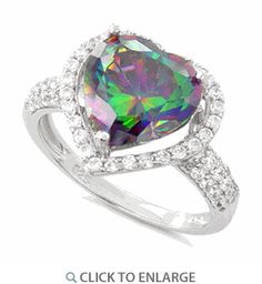 Sterling Silver Rainbow Topaz Heart Halo CZ Ring Summer Countdown, Rainbow Topaz Ring, Heart Halo, Rainbow Topaz, Sparkly Ring, Mens Gold Jewelry, Gold Jewelry Indian, Stone Setting, Sterling Silver Flowers