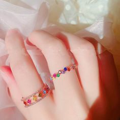 Daiiibabyyy Korean Colorful Crystal Zircon Open Rings For Women Etrendy New Design Delicate Simple Micro Pave Jewelry Adjustable Ring bijoux Wedding Ring Hand, Gold Color Combination, Planet Earrings, Index Finger Rings, Vintage Drop Earrings, Dangle Earrings Wedding, Pave Jewelry, Rose Gold Plated Ring, Couples Ring Set