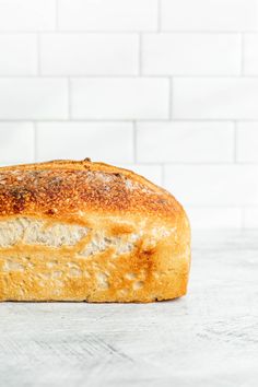 a loaf of bread sitting on top of a counter