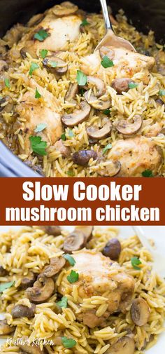 crockpot mushroom chicken is an easy and delicious dinner that's ready in under 30 minutes