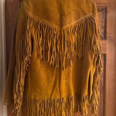 Beautiful Fringe Western Jacket Size M Label Says 38. Great Look And Will Keep You Extra Cozy For Winter. Brown Long-sleeve Fringe Outerwear, Fitted Long Sleeve Outerwear With Fringe, Western Jacket, Leather Jackets, Jackets & Coats, Jackets For Women, Leather Jacket, Leather, Women Shopping