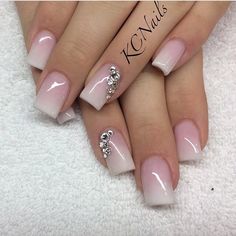 Beautiful pink to white fade acrylic nails! Love the colors Unghie Sfumate, Wedding Nail, Nails French, Nail Patterns, Manicures Designs, Acrylic Nail Art, Prom Nails, Fabulous Nails