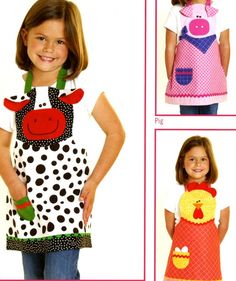 Kids love aprons! The Farm Friends apron pattern from Cotton Ginnys makes helping Mom & pay time a lot more fun. They are easy and enjoyable to make and exciting to give as gifts. Kids Apron Pattern Free, Child Apron Pattern, Apron Pattern Free, Apron Sewing, Diy Apron, Apron Pattern, Holiday Sewing, Sewing Projects Free, Apron Sewing Pattern